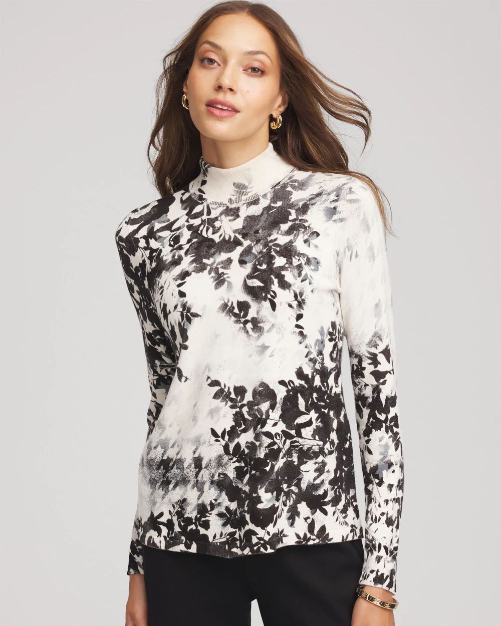 Ella Houndstooth Mockneck Sweater | Chico's